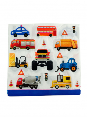 Accesorii petrecere - Set 20 servetele din hartie cu tematica "Transport" 33*33 cm
