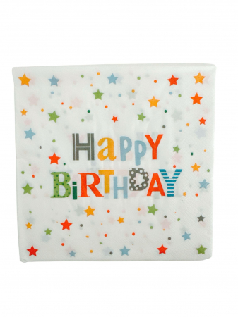 Baloane & Petreceri - Set 20 servetele din hartie "Happy Birthday" 33*33 cm