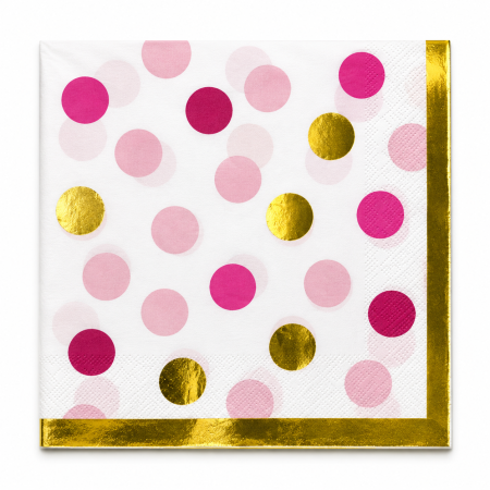 Servetele - Set 20 servetele din hartie ,,Light Pink Dots,, 33*33 cm
