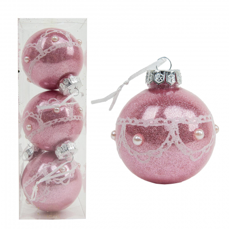 Globuri & Decoratiuni brad - Set 3 globuri brad 8 cm