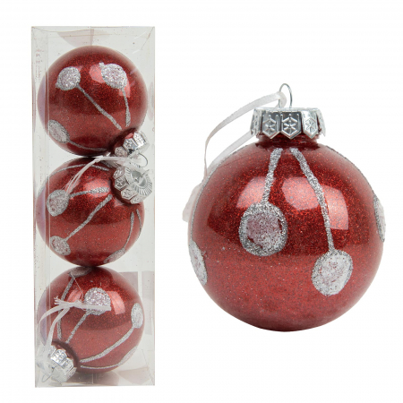 Globuri & Decoratiuni brad - Set 3 globuri brad 8 cm