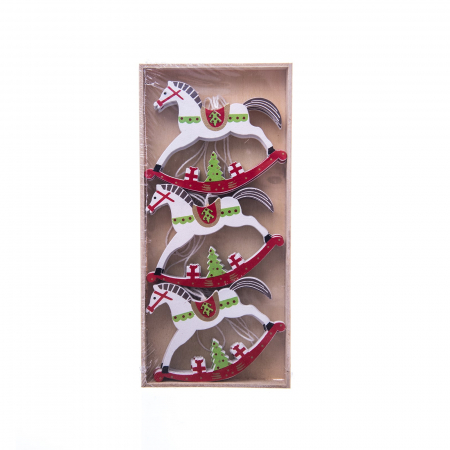 Decoratiuni - Set 9 caluti din lemn 9 x 5 cm