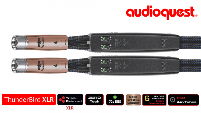 Cablu interconect XLR AudioQuest Thunderbird, Level 6 noise Dissipation with Graphene, Solid PSC+, Dual DBS X Level [2]