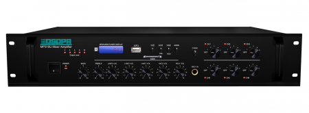 Amplificatoare integrate - Amplificator 120W cu mixer DSPPA MP310U, 6 zone, USB/SD/Tuner, 4Mic si 3AUX, 100V & 4-16 Ohmi