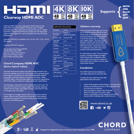 Cablu HDMI AOC 8k (48Gbps) Chord Clearway [3]