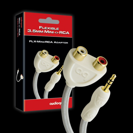 Cablu splitter 1 x Jack3.5 tata la 2 x RCA mama Audioquest FLX Mini/RCA Splitter, 15cm [1]