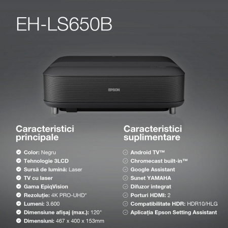 Videoproiector Laser EPSON EH-LS650W, 4K PRO-UHD, 3.600 lumeni [5]