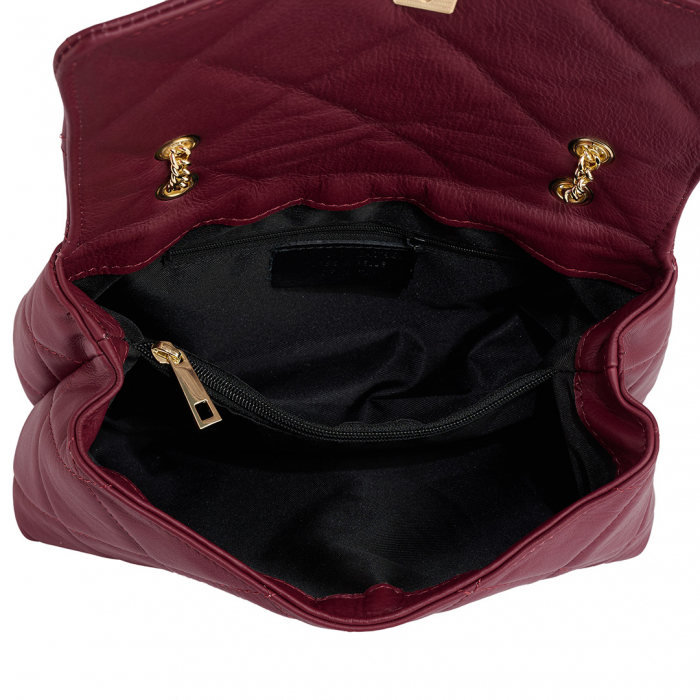 Geantă Amya, piele naturala bordo, bareta metalica, 8163 [4]