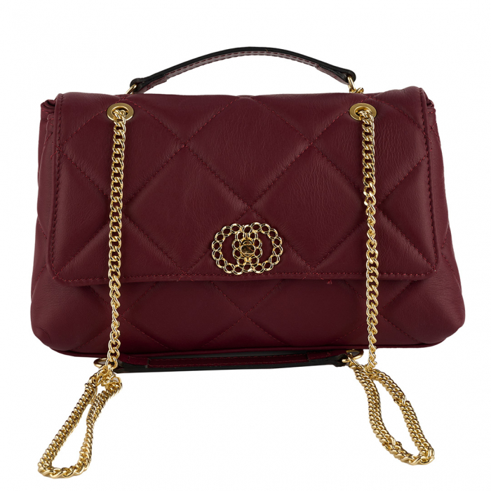 Geantă Amya, piele naturala bordo, bareta metalica, 8163 [2]