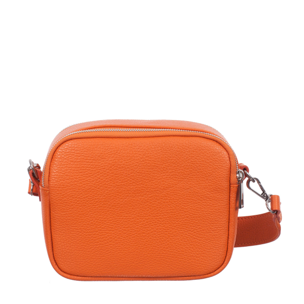 Geantă portocalie cu fermoare duble și baretă medie 8007 [2]