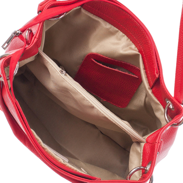 Geantă din piele naturală roșie 8011 [4]