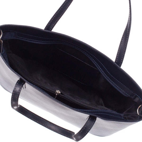 Geantă din piele naturală cu model laser-cut negru 8031 [4]