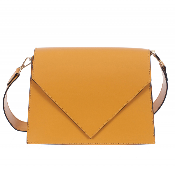 Geantă din piele portocaliu cu baretă scurtă 8017 [2]