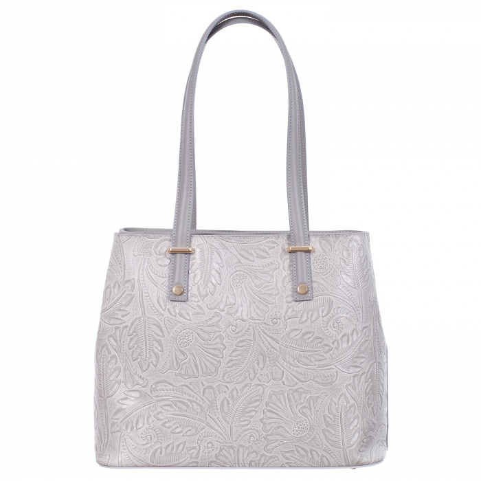 Geanta albă medie cu elemente florale 8036 [2]