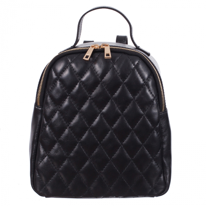 Rucsac negru din piele cu aspect matlasat 8020 [2]
