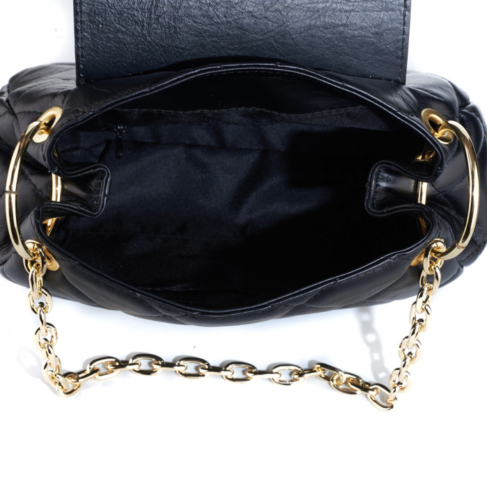 Geantă Alessandra, piele naturala neagra, bareta metalica, 8158 [4]