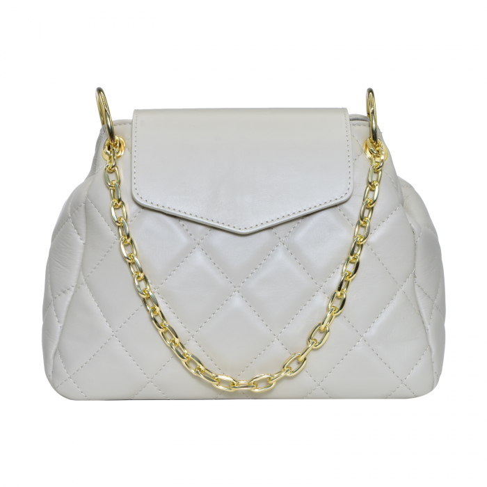 Geantă Alessandra, piele naturala gri, bareta metalica, 8158 [2]