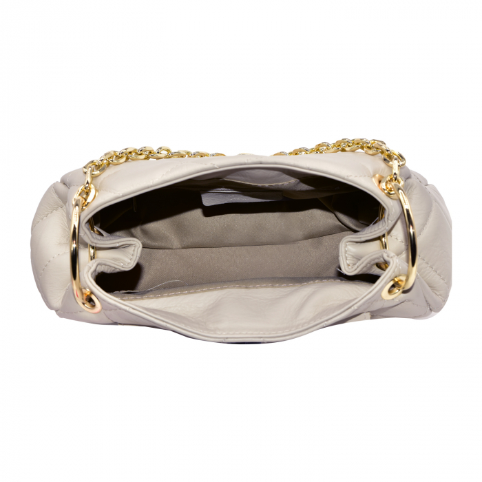 Geantă Alessandra, piele naturala gri, bareta metalica, 8158 [4]