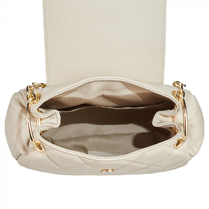 Geantă Alessandra, piele naturala crem, bareta metalica, 8158 [4]