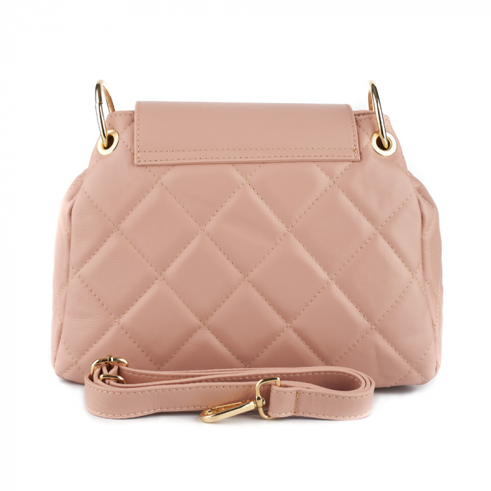 Geantă Alessandra, piele naturala roz, bareta metalica, 8158 [3]