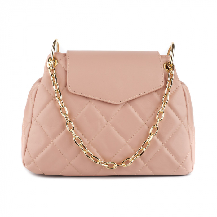 Geantă Alessandra, piele naturala roz, bareta metalica, 8158 [2]