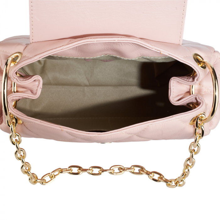 Geantă Alessandra, piele naturala roz, bareta metalica, 8158 [4]