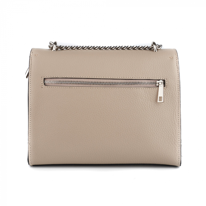 Geantă Amber, piele naturala taupe deschis, bareta metalica, 8152 [3]