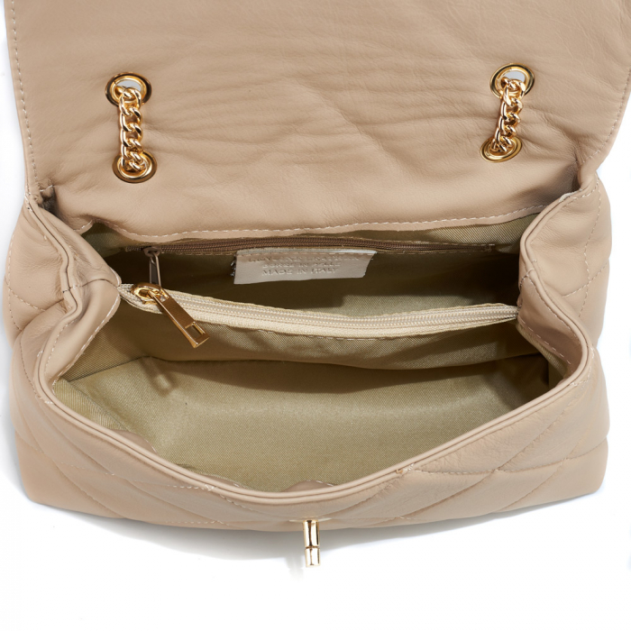 Geantă Amya, piele naturala nude, bareta metalica, 8163 [4]