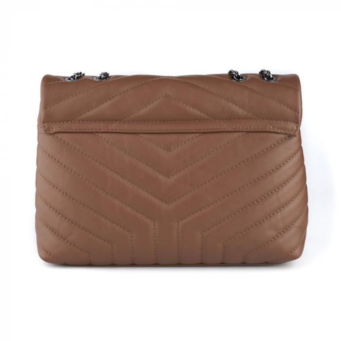 Geantă Anais, piele naturala taupe, bareta metalica, 8105 [4]