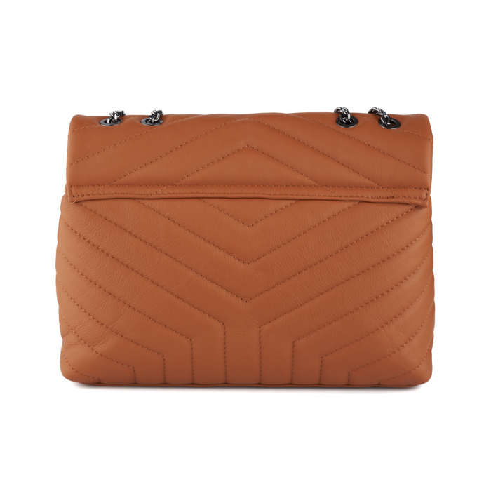 Geantă Anais, piele naturala coniac, bareta metalica, 8105 [4]