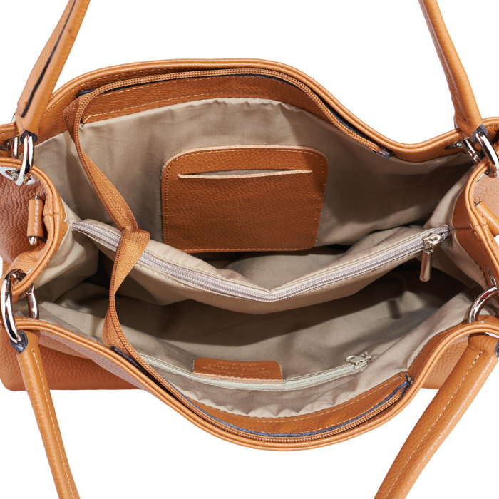 Geantă Cassandra, din piele naturală coniacl 8011 [4]