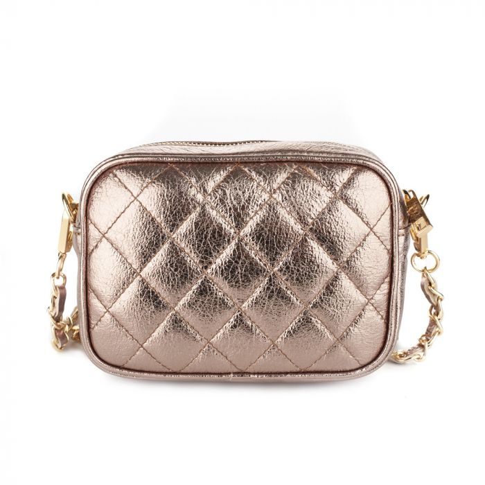 Geantă Cassia, crossbody piele auriu cu aspect matlasat 8167 [3]
