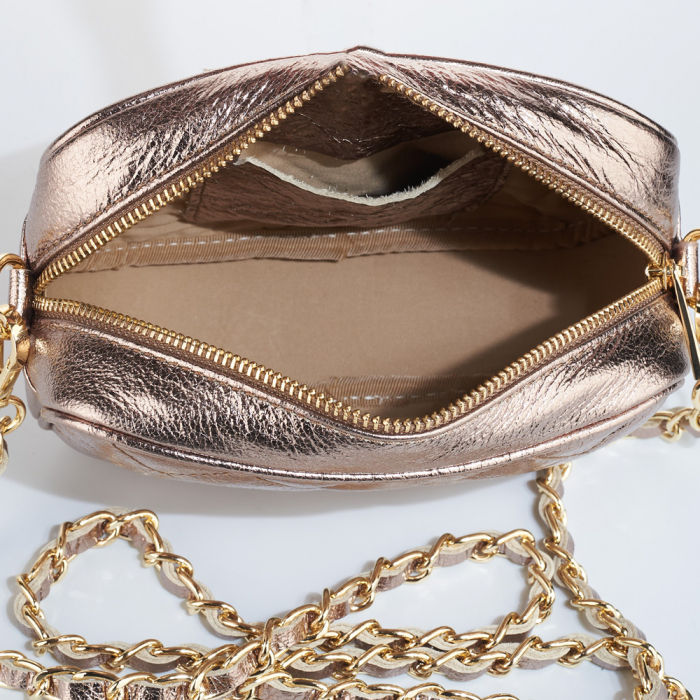 Geantă Cassia, crossbody piele auriu cu aspect matlasat 8167 [4]