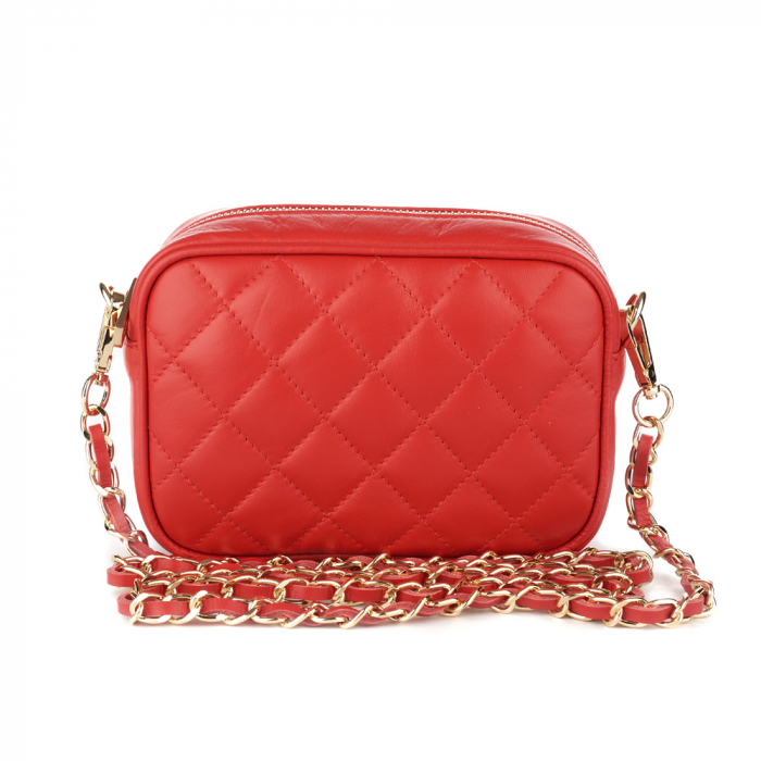 Geantă Cassia, crossbody piele rosie cu aspect matlasat 8167 [2]