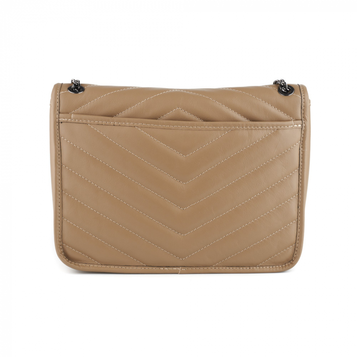 Geantă Ella, piele naturala taupe, bareta metalica, 8130 [3]
