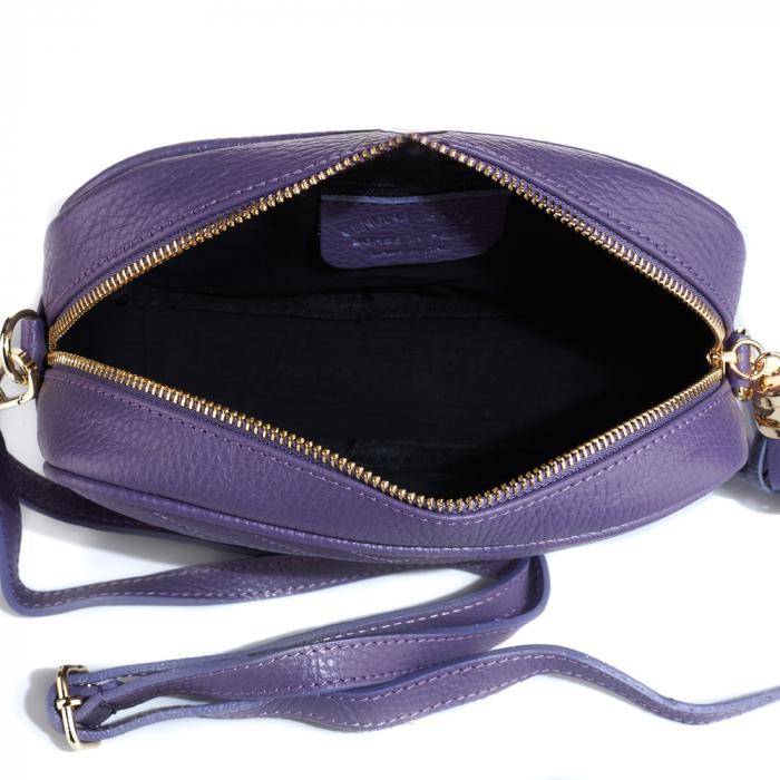 Geantă Isabella, crossbody piele mov cu aspect matlasat 8166 [4]