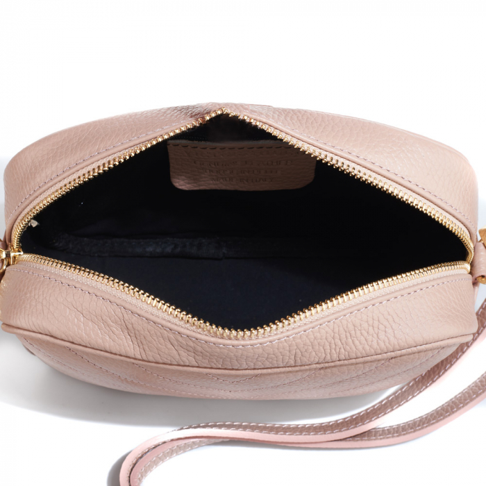 Geantă Isabella, crossbody piele roz cu aspect matlasat 8166 [4]