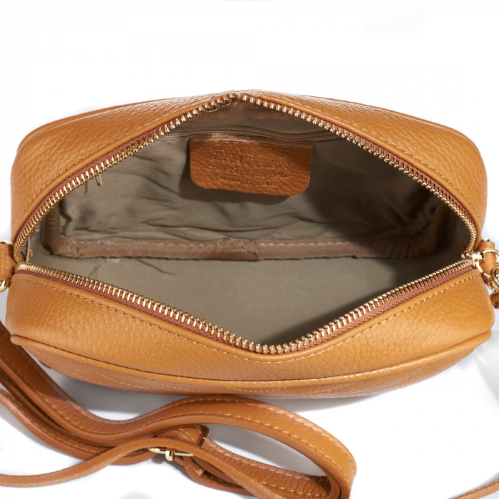 Geantă Isabella, crossbody piele coniac cu aspect matlasat 8166 [4]