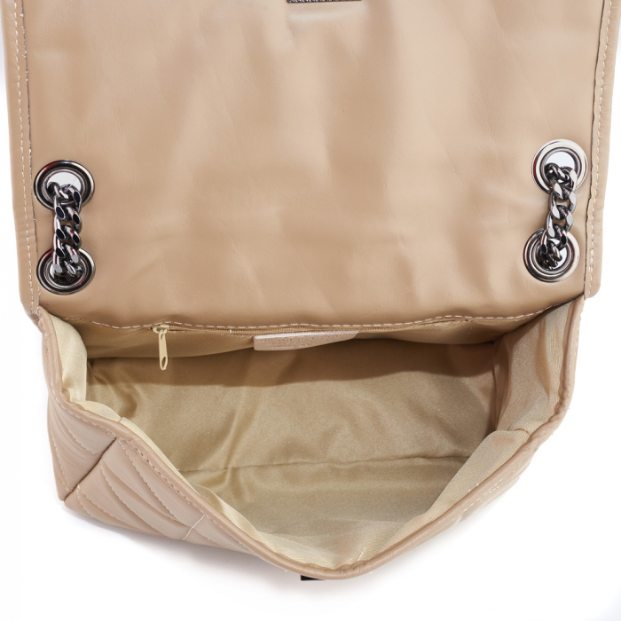 Geantă Jane, piele naturala taupe, bareta metalica, 8131 [4]