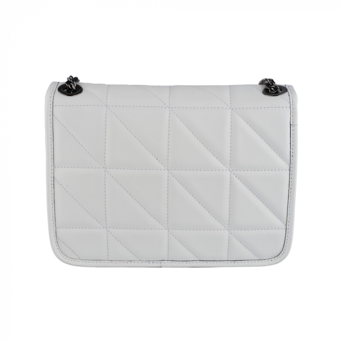 Geantă Jane, piele naturala alba, bareta metalica, 8131 [3]