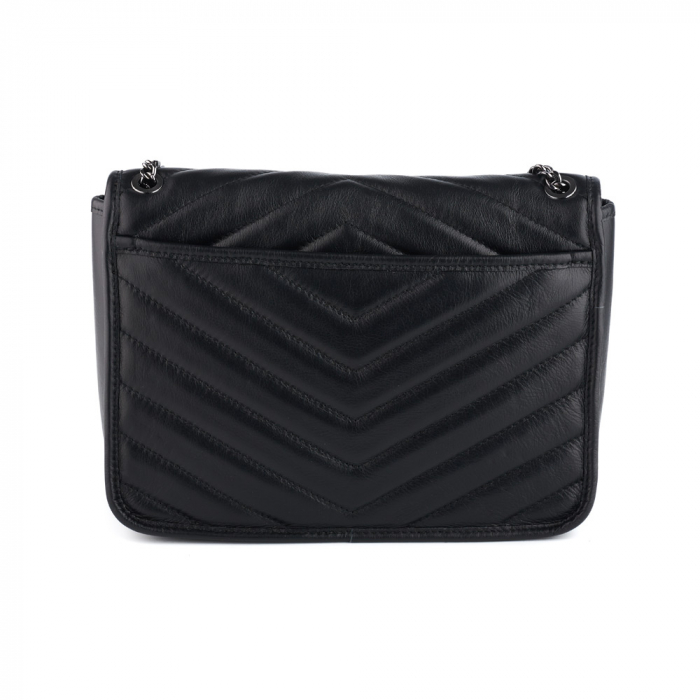 Geantă Ella, piele naturala neagra, bareta metalica, 8130 [3]