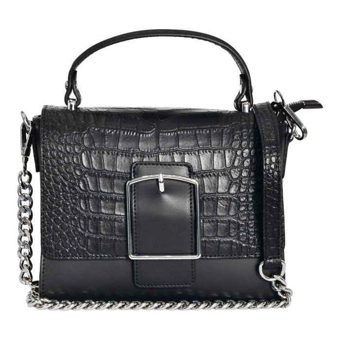 Geantă Ryana, piele naturala, negru croco, 8160 [2]
