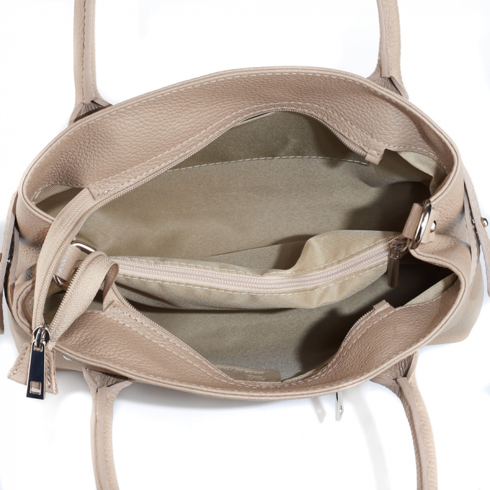 Geantă Lesley, din piele naturală taupe deschis, 8157 [5]