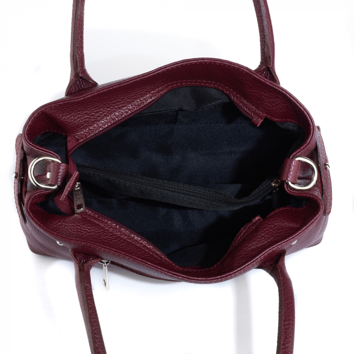 Geantă Lesley, din piele naturală bordo, 8157 [5]