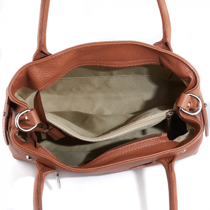 Geantă Lesley, din piele naturală coniac, 8157 [5]