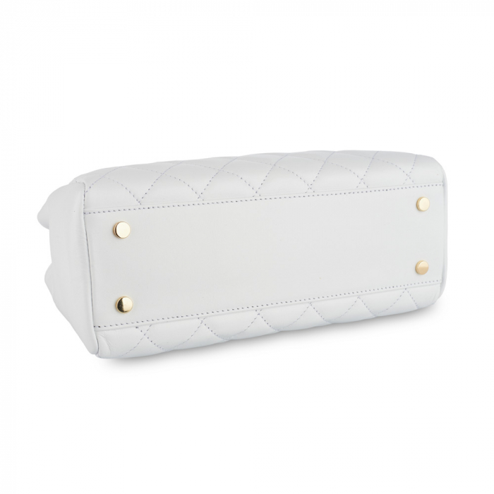 Geantă Lilah, piele naturala alba, bareta metalica, 8132 [3]