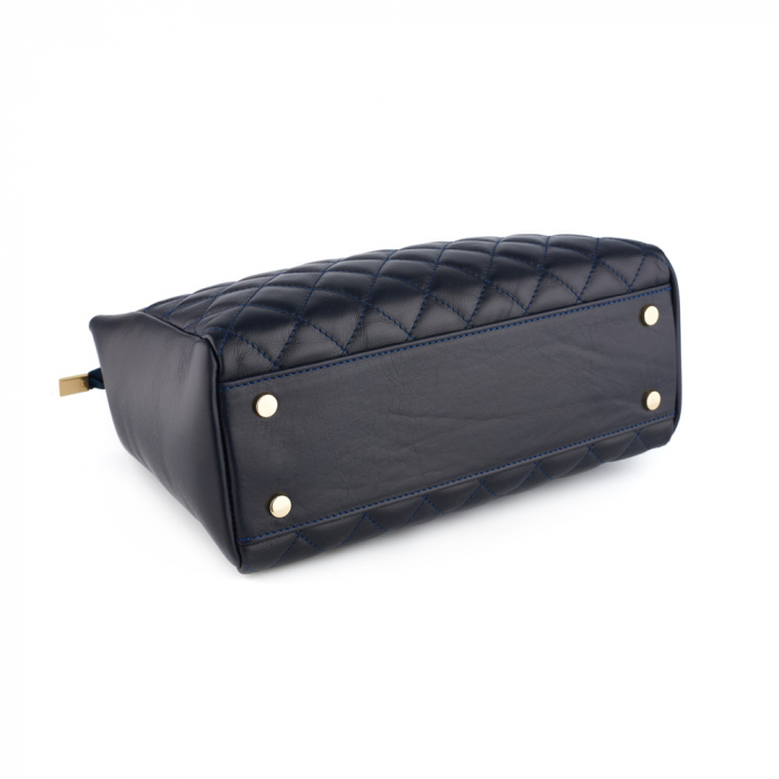 Geantă Lilah, piele naturala bleumarin, bareta metalica, 8132 [3]