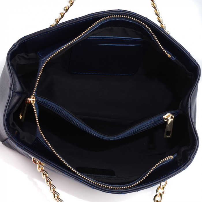 Geantă Lilah, piele naturala bleumarin, bareta metalica, 8132 [4]