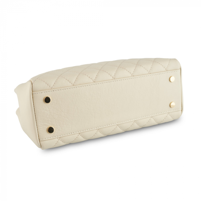 Geantă Lilah, piele naturala crem, bareta metalica, 8132 [3]