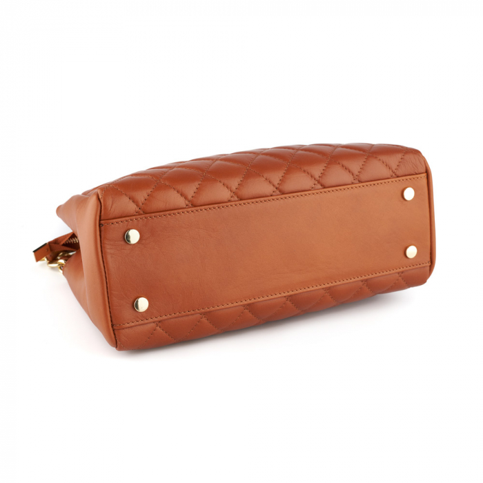 Geantă Lilah, piele naturala coniac, bareta metalica, 8132 [3]